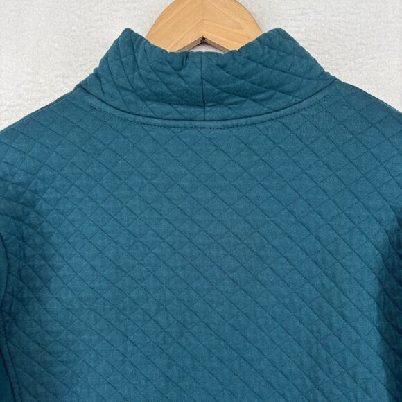 LL BEAN Sweatshirt Womens S Diamond Quilted Mockneck Pullover Blue - Picture 9 of 14